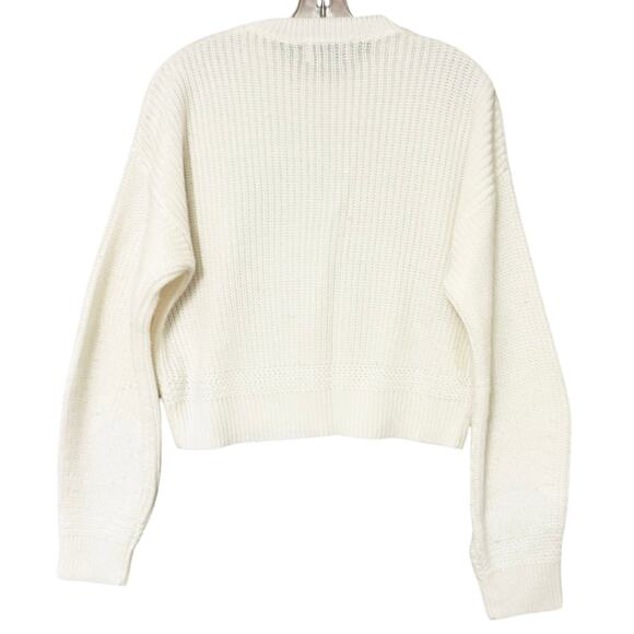 Bershka Knit Crew Neck Sweater Womens Sz Medium Cream - Picture 2 of 5